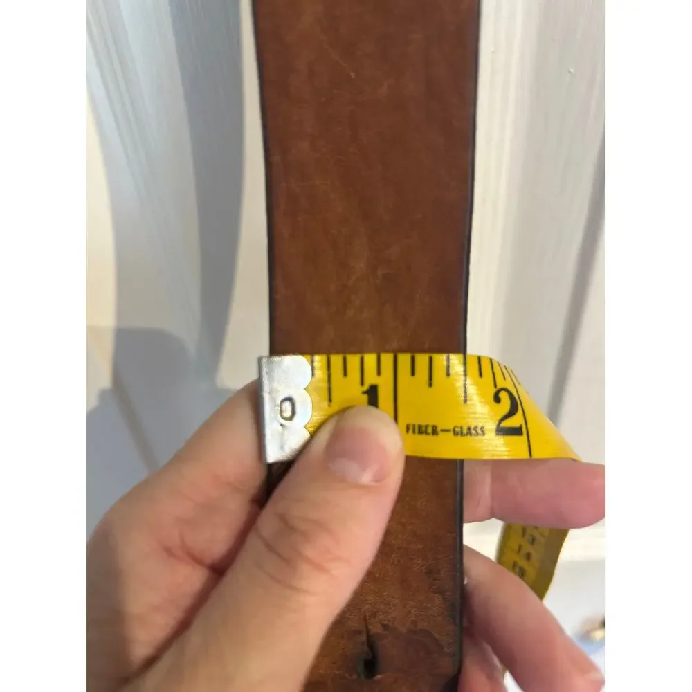 Round Heavy Brass Cross Buckle with Brown Leather Belt - Picture 7 of 10